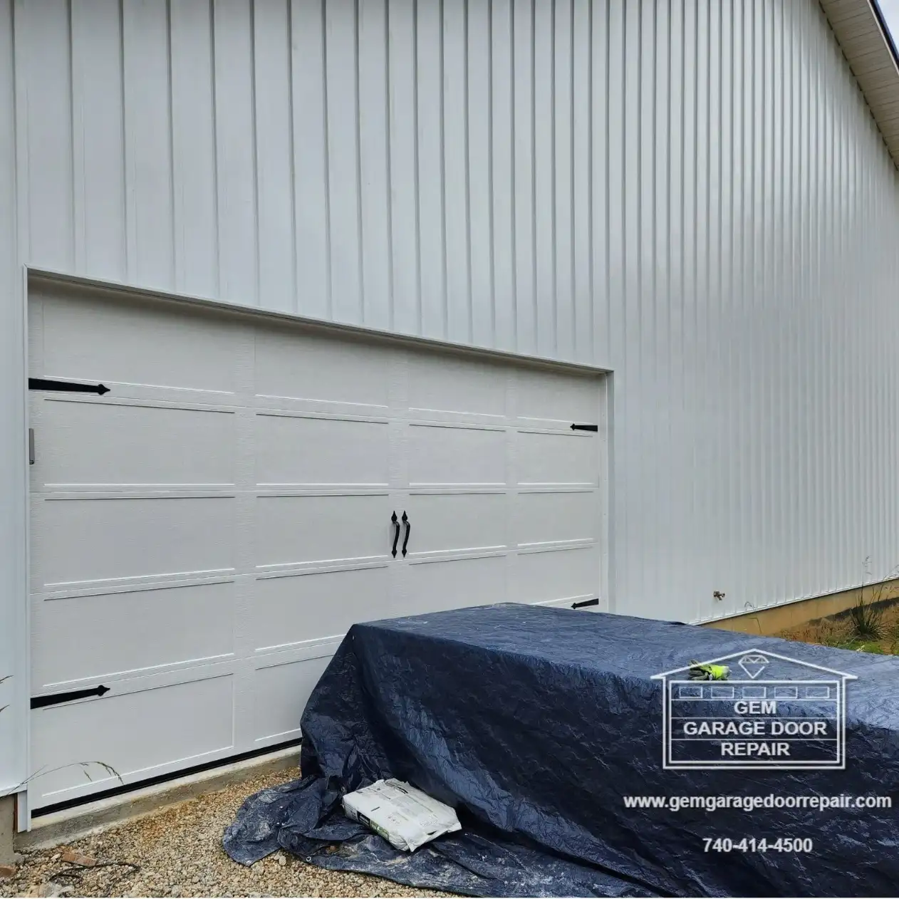 New Construction: White 5-Panel Carriage Door (Photo 1)